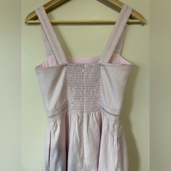NEW Reformation Everett Linen Midi Dress Cherry Blossom Light Pink | US 6 UK 10 - Picture 9 of 15